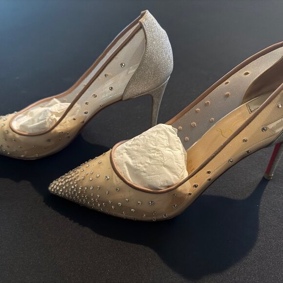 Christian Louboutin Follies Strass Shoes Size 37.5 - Picture 7 of 9